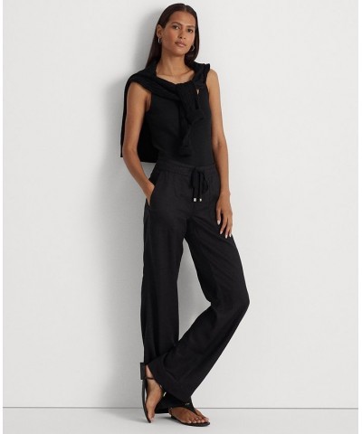 Wide-Leg Linen Pants Black $59.40 Pants