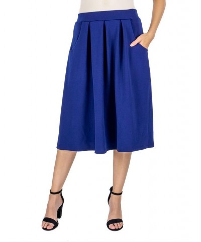 Women's Classic Knee Length Skirt Blue $18.22 Skirts