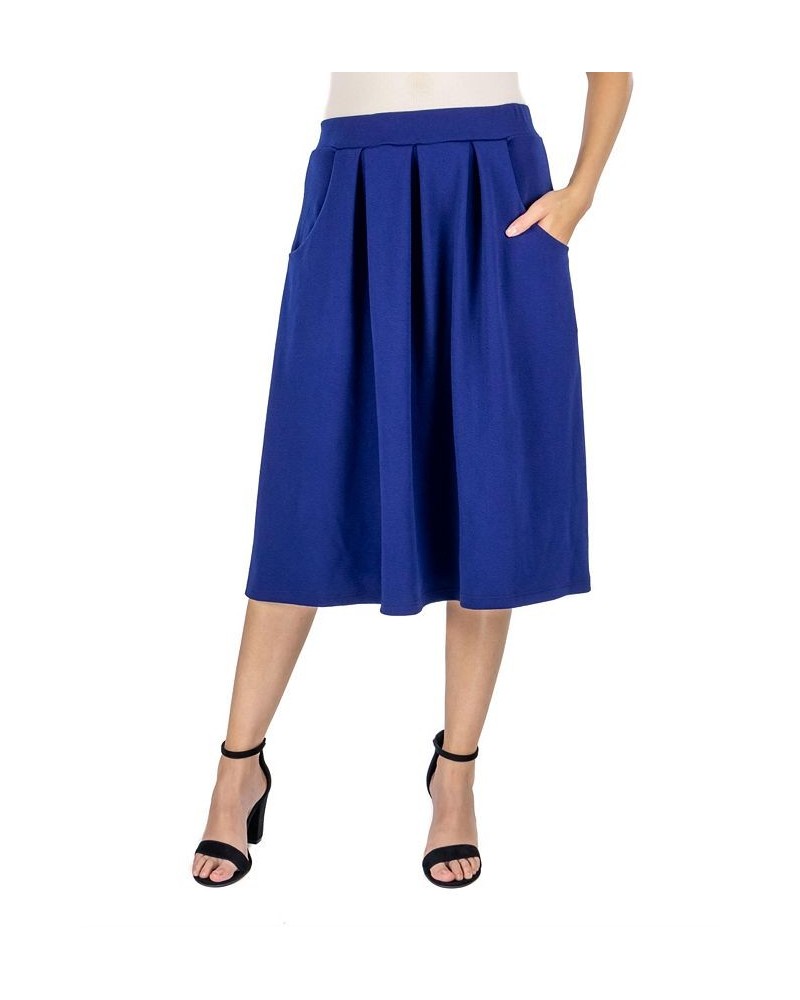 Women's Classic Knee Length Skirt Blue $18.22 Skirts