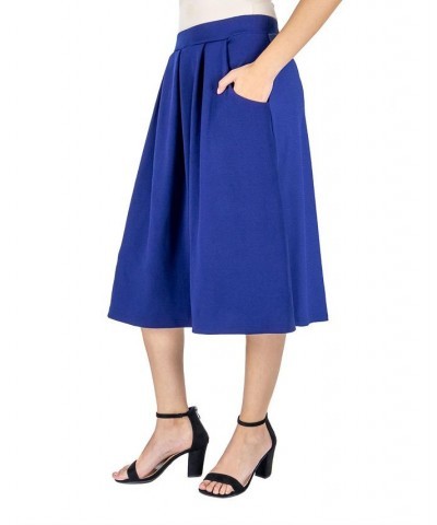 Women's Classic Knee Length Skirt Blue $18.22 Skirts