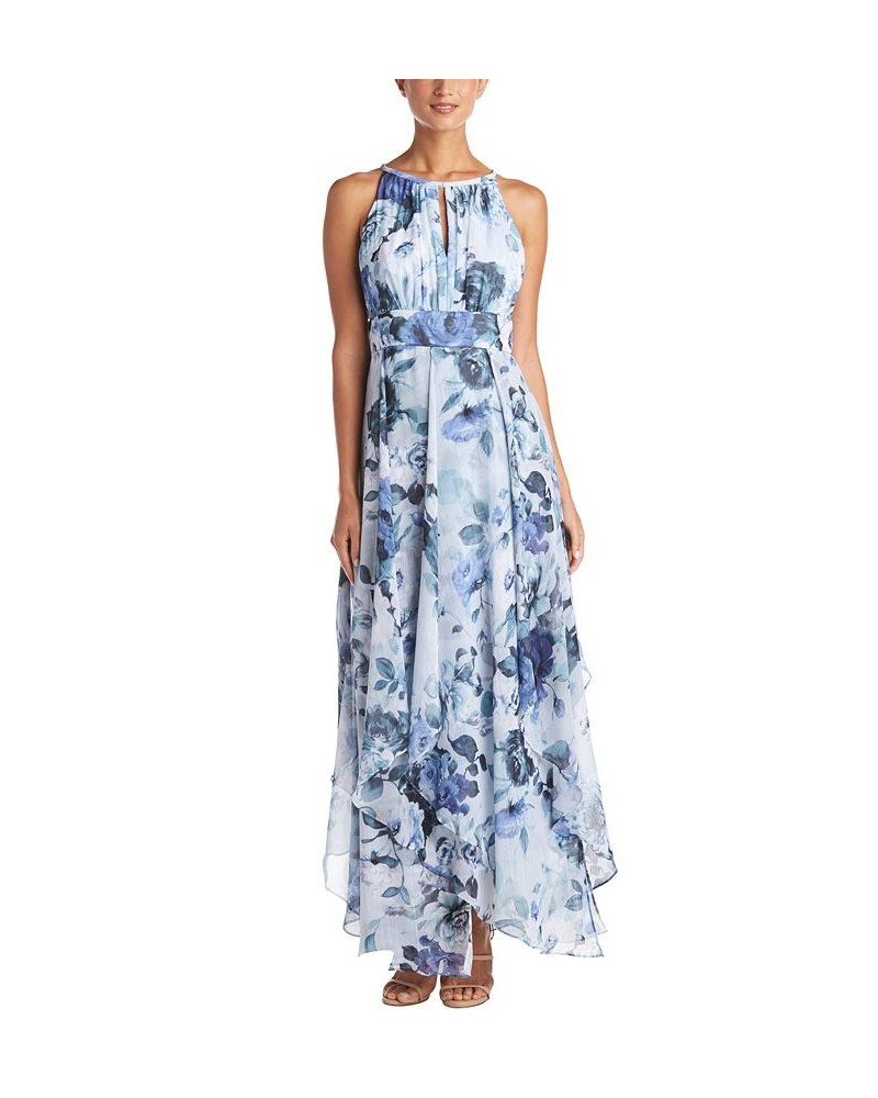 Petite Floral-Print Chiffon Gown Blue Floral $42.57 Dresses