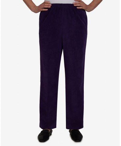 Petite Size Classics Pull-On Corduroy Straight Leg Short Length Pants Aubergine $20.66 Pants