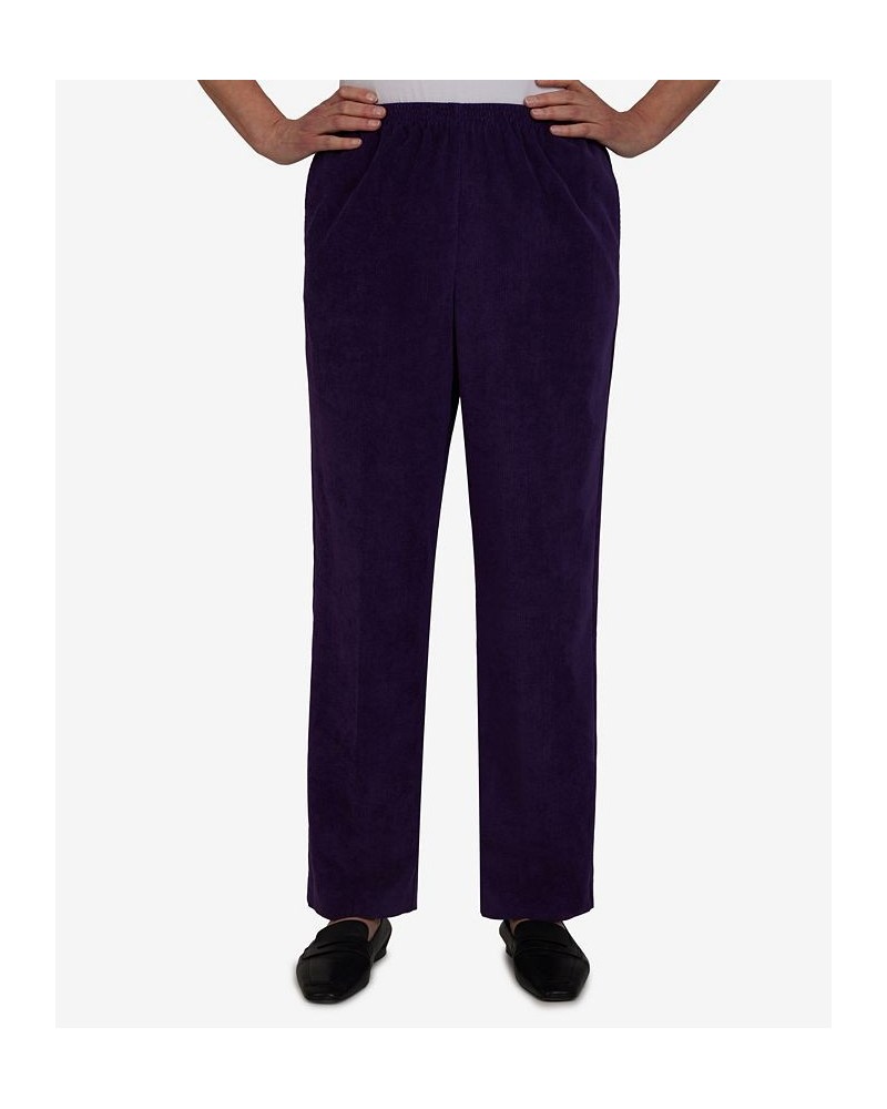 Petite Size Classics Pull-On Corduroy Straight Leg Short Length Pants Aubergine $20.66 Pants