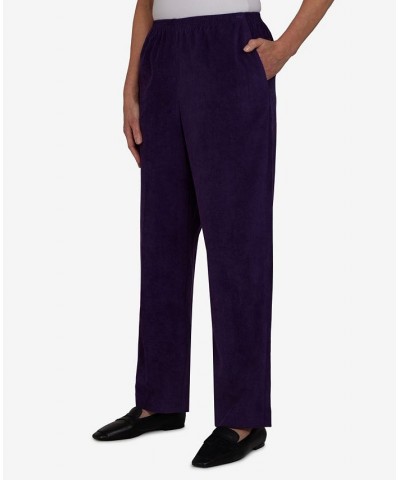 Petite Size Classics Pull-On Corduroy Straight Leg Short Length Pants Aubergine $20.66 Pants