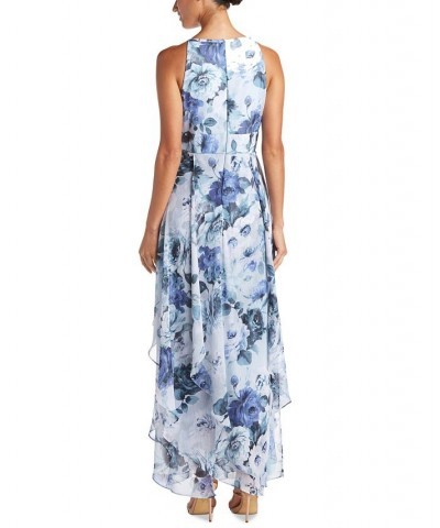 Petite Floral-Print Chiffon Gown Blue Floral $42.57 Dresses