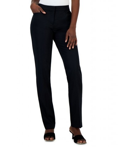 Women's Essential Mid-Rise Straight-Leg Pants Deep Black $20.27 Pants