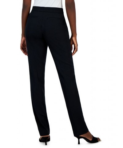 Women's Essential Mid-Rise Straight-Leg Pants Deep Black $20.27 Pants