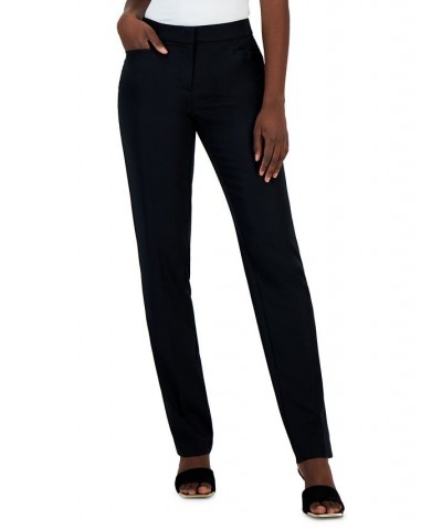 Women's Essential Mid-Rise Straight-Leg Pants Deep Black $20.27 Pants