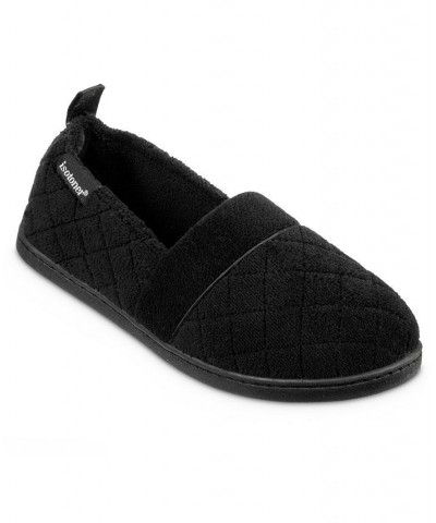 Quilted Memory Foam Microterry Slip On Slippers Black $24.00 Shoes