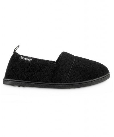 Quilted Memory Foam Microterry Slip On Slippers Black $24.00 Shoes