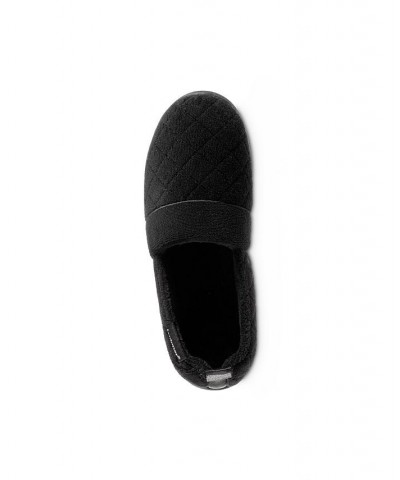 Quilted Memory Foam Microterry Slip On Slippers Black $24.00 Shoes