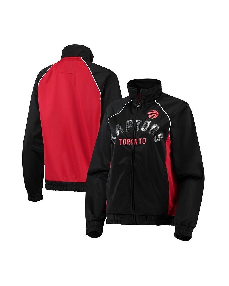 Women's Black Red Toronto Raptors Backfield Raglan Full-Zip Track Jacket Black, Red $35.04 Jackets