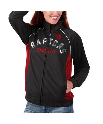 Women's Black Red Toronto Raptors Backfield Raglan Full-Zip Track Jacket Black, Red $35.04 Jackets