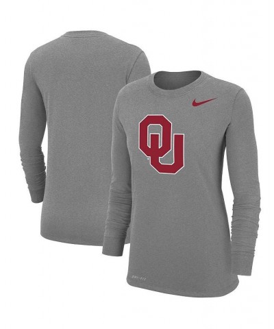 Women's Heathered Gray Oklahoma Sooners Logo Performance Long Sleeve T-shirt Heathered Gray $25.49 Tops