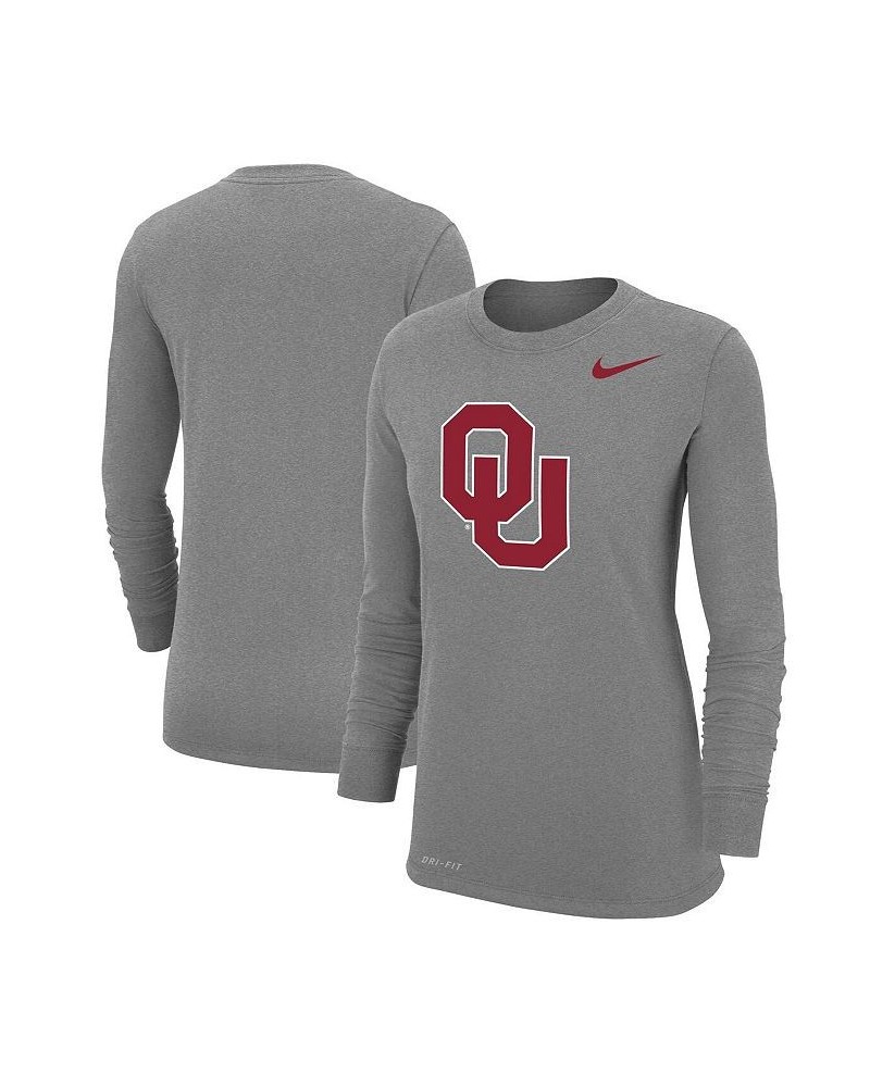 Women's Heathered Gray Oklahoma Sooners Logo Performance Long Sleeve T-shirt Heathered Gray $25.49 Tops