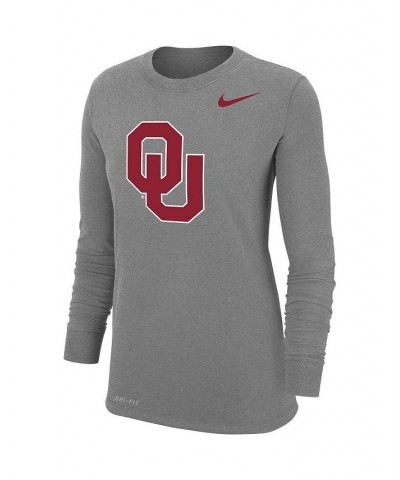 Women's Heathered Gray Oklahoma Sooners Logo Performance Long Sleeve T-shirt Heathered Gray $25.49 Tops