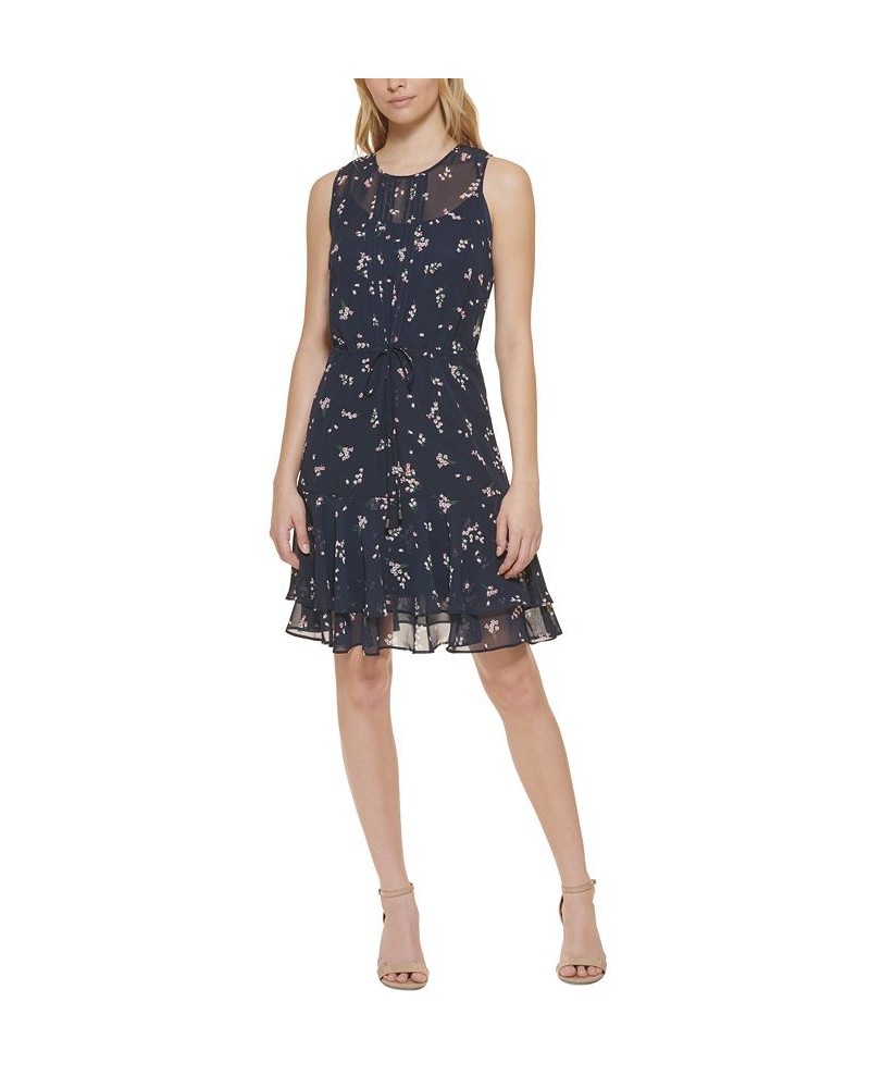 Petite Floral-Print Fit & Flare Dress Sky Captain/ English Rose $45.87 Dresses