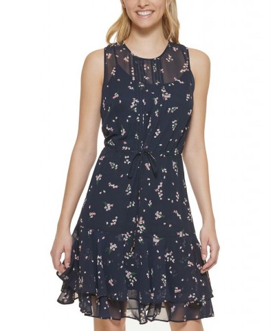 Petite Floral-Print Fit & Flare Dress Sky Captain/ English Rose $45.87 Dresses