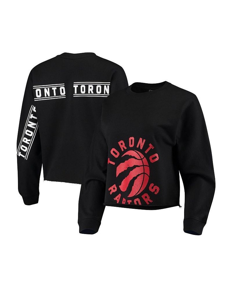 Women's Black Toronto Raptors Cropped Long Sleeve T-shirt Black $31.19 Tops