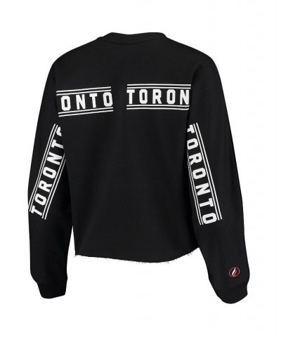 Women's Black Toronto Raptors Cropped Long Sleeve T-shirt Black $31.19 Tops