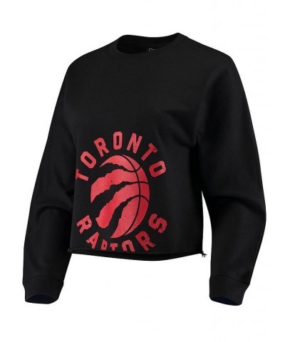 Women's Black Toronto Raptors Cropped Long Sleeve T-shirt Black $31.19 Tops