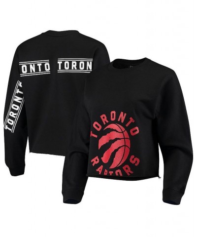 Women's Black Toronto Raptors Cropped Long Sleeve T-shirt Black $31.19 Tops