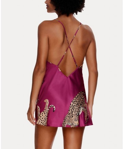 Women's Adrienne Printed Satin Chemise Jaguar $24.78 Sleepwear