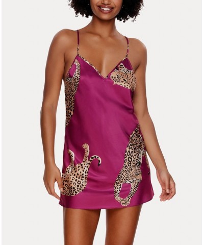 Women's Adrienne Printed Satin Chemise Jaguar $24.78 Sleepwear