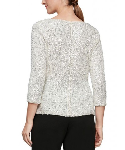 Cowlneck Sequin Tunic Ivory/Silver $43.67 Tops