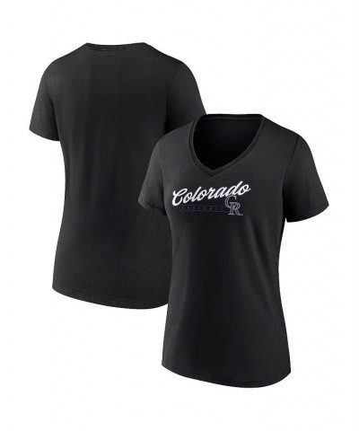 Women's Branded Black Colorado Rockies One and Only V-Neck T-shirt Black $22.79 Tops