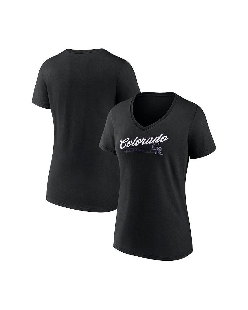 Women's Branded Black Colorado Rockies One and Only V-Neck T-shirt Black $22.79 Tops