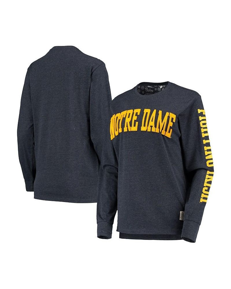 Women's Heathered Navy Notre Dame Fighting Irish Two-Hit Canyon Long Sleeve T-shirt Heathered Navy $25.30 Tops