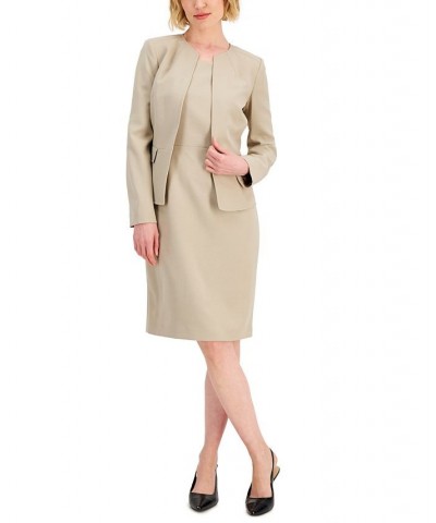 Collarless Dress Suit Regular & Petite Sizes Ivory/Cream $41.60 Suits