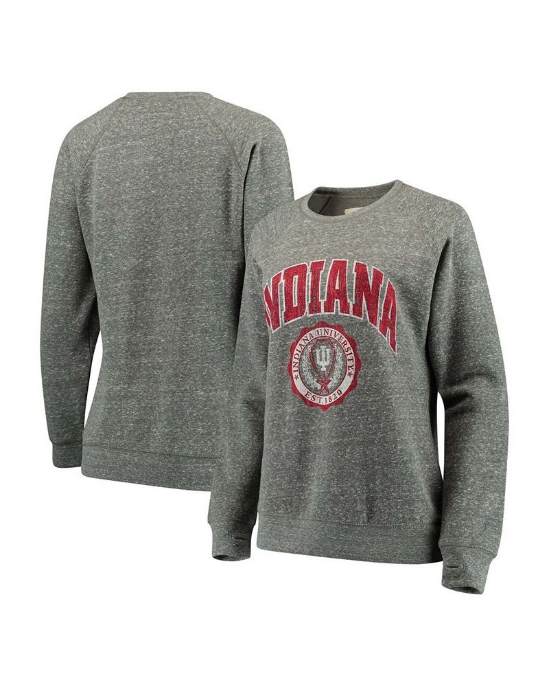 Women's Heathered Gray Indiana Hoosiers Edith Vintage-Like Knobi Pullover Sweatshirt Heathered Gray $36.75 Sweatshirts