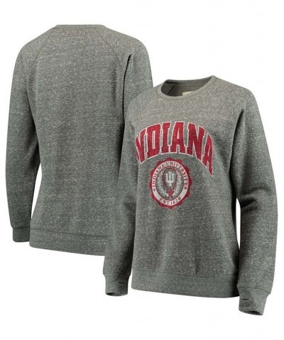 Women's Heathered Gray Indiana Hoosiers Edith Vintage-Like Knobi Pullover Sweatshirt Heathered Gray $36.75 Sweatshirts