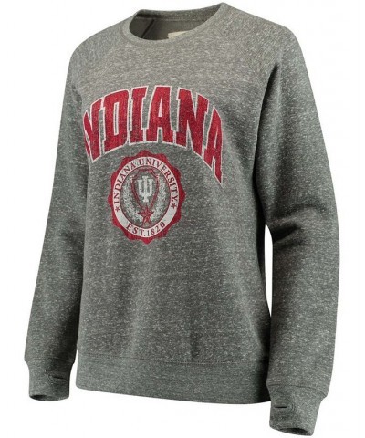 Women's Heathered Gray Indiana Hoosiers Edith Vintage-Like Knobi Pullover Sweatshirt Heathered Gray $36.75 Sweatshirts