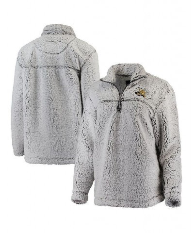 Women's Gray Wichita State Shockers Sherpa Super-Soft Quarter-Zip Pullover Jacket Gray $36.75 Jackets