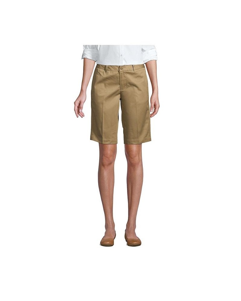 School Uniform Women's Plain Front Blend Chino Shorts Tan/Beige $25.41 Shorts