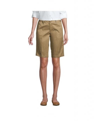 School Uniform Women's Plain Front Blend Chino Shorts Tan/Beige $25.41 Shorts