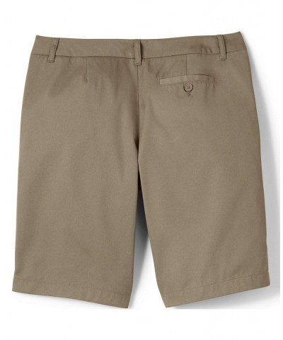 School Uniform Women's Plain Front Blend Chino Shorts Tan/Beige $25.41 Shorts