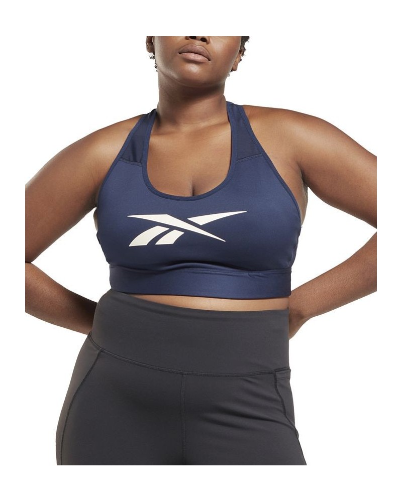 Plus Size Lux Vector Medium Impact Racerback Bra Blue $25.50 Bras