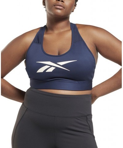 Plus Size Lux Vector Medium Impact Racerback Bra Blue $25.50 Bras