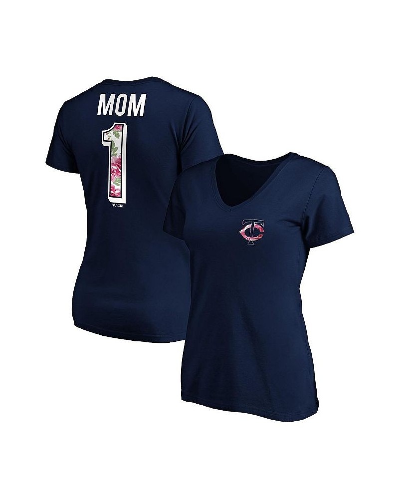 Women's Branded Navy Minnesota Twins Mother's Day Logo V-Neck T-shirt Navy $22.25 Tops