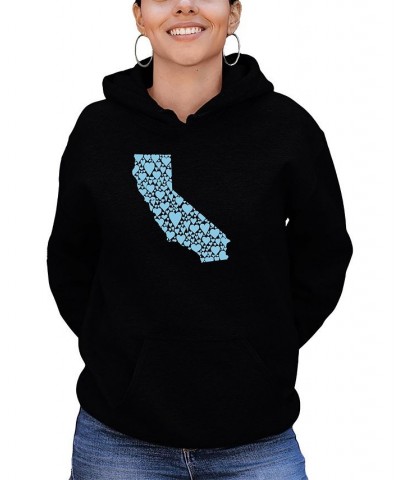 Women's California Hearts Word Art Hooded Sweatshirt Black $27.00 Tops