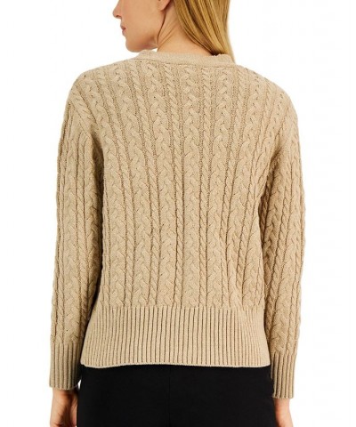 Women's Cable-Knit Jewel-Button Cardigan Latte $45.77 Sweaters