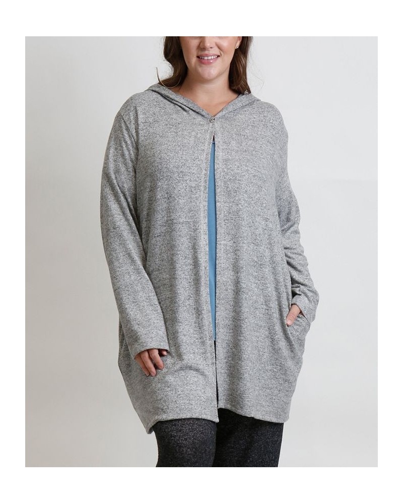 Women's Plus Size Cozy Hoodie Cardigan Open Gray $35.70 Sweaters