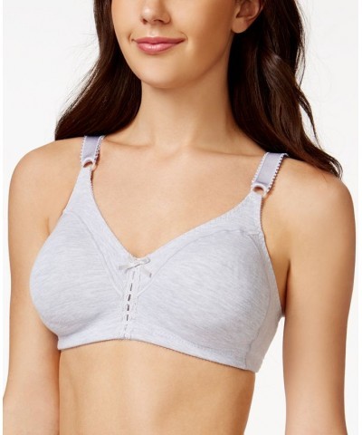 Double Support Cotton Wireless Bra with Cool Comfort 3036 Gray $11.88 Bras