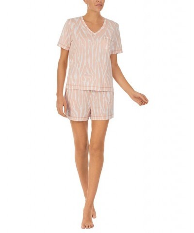 Women's Short-Sleeve Boxer Pajamas Set Pink $20.68 Sleepwear