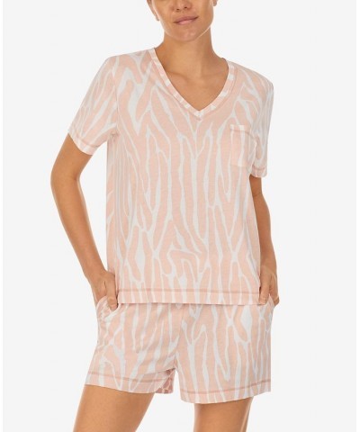 Women's Short-Sleeve Boxer Pajamas Set Pink $20.68 Sleepwear