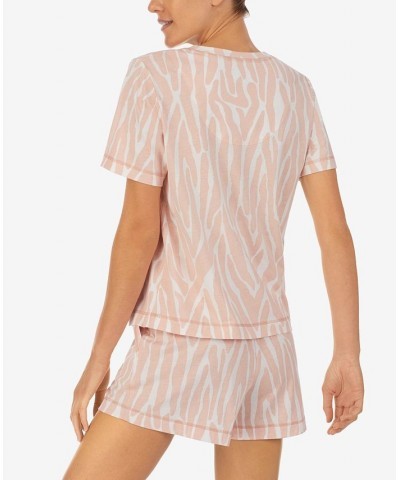 Women's Short-Sleeve Boxer Pajamas Set Pink $20.68 Sleepwear